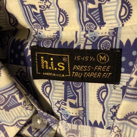 Vintage H.I.S Patchwork Button-Down Shirt Kitsch Western Farmer - Picture 6 of 7